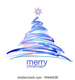 Abstract Christmas tree from blue lines