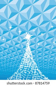Árbol de navidad abstracto con fondo de invierno brillante azul