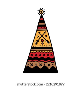 Abstract Christmas tree. Boho ornament. Scandinavian decor. Hand drawing illustration.