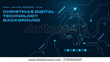 Abstract christmas tree in circuit network digital technology electronic concept. Vector illustration
