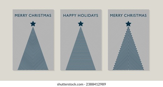 Abstract Christmas tree. Collection of greeting cards. Vector illustration