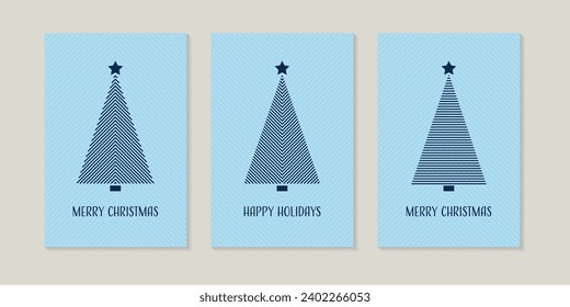 Abstract Christmas tree. Collection of greeting cards. Vector illustration
