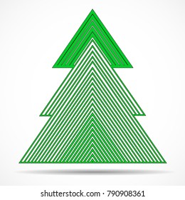 Abstract christmas tree of colorful lines. Vector illustration. Eps 10