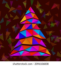 Abstract christmas tree with colorful triangles. Vector