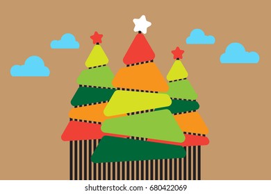 Abstract christmas tree with colorful vector for background illustration.