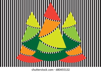 Abstract christmas tree with colorful vector for background illustration.