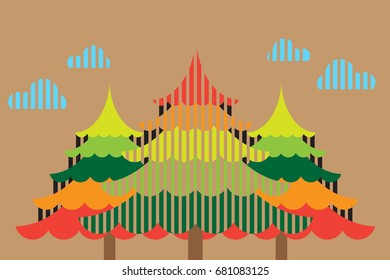 Abstract christmas tree with colorful vector for background illustration.