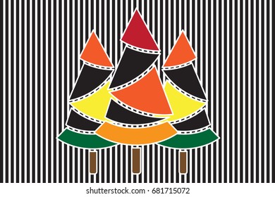 Abstract christmas tree with colorful vector for background illustration.