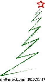 abstract christmas tree, christmas design element, isolated on white,vector art