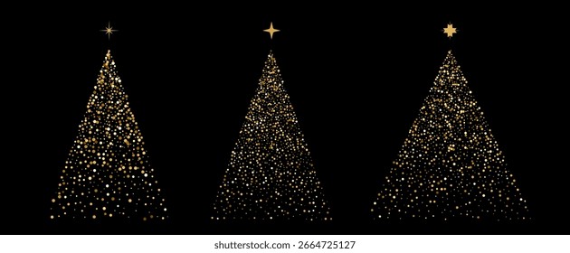 Abstraktes Weihnachtsbaum-Design-Element. Glitzer Dekoration. Frohe Weihnachten Geschenkkarte Design.