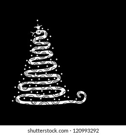 Abstract christmas tree design with snake shape, symbol of chinese new year 2013