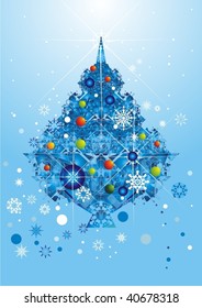 abstract christmas tree design and snowflakes,vector illustration