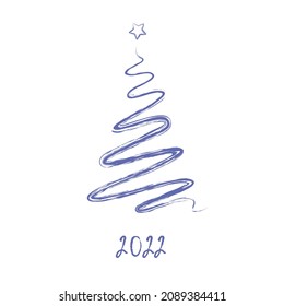 Abstract Christmas tree drawing. Very peri, color 2022
