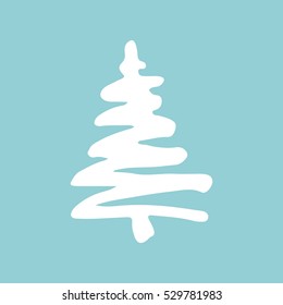 Abstract Christmas tree. Fir tree silhouette isolated on white. Vector illustration.
