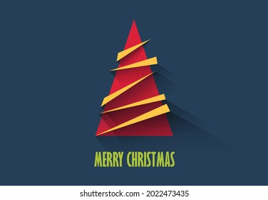 Abstract christmas tree, flat design. Geometric shapes wint triangles