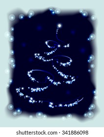 Abstract Christmas tree in frame. EPS10 vector illustration.