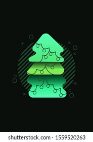 Abstract christmas tree with geometry liguid shapes vector illustration. Template fir tree 