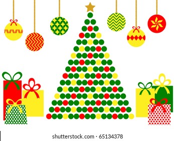 abstract christmas tree with gifts.vector illustration