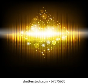 Abstract christmas tree in golden color, vector illustration