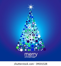 abstract christmas tree from green circles