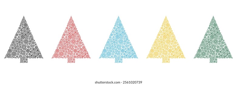 Abstract Christmas tree hand-made postcard set collection vector art Modern Minimal Vector Holiday Greetings clipart. eps 10