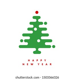Abstract Christmas tree. Happy New Year. Great for greeting card, poster, banner, postcard. Vector Illustration