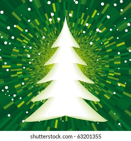 Ícone abstrato da árvore de Natal, Fundo de brilho verde