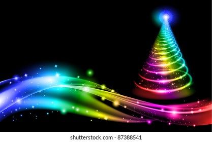 Abstract Christmas Tree. Illustration on black background