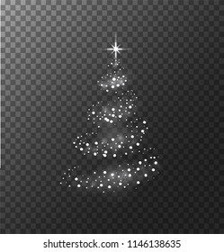 Abstract Christmas tree. Isolated on transparent background. Vector.