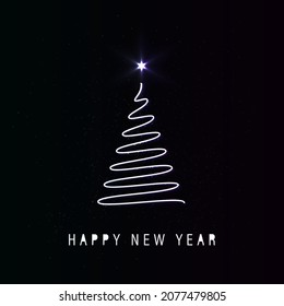 Abstract christmas tree with light and glowing sparkles. Vector illustration.