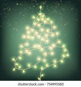 Abstract Christmas tree of lights card template with copy space. And also includes EPS 10 vector