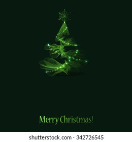 Abstract Christmas tree with lights, vector