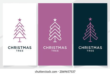 Abstraktes Logo für Weihnachtsbaum, Vektorgrafik-Set