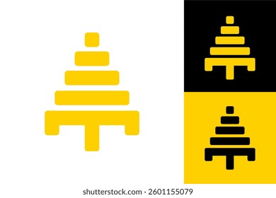 Abstract Christmas Tree Logo Design with Building Block Style