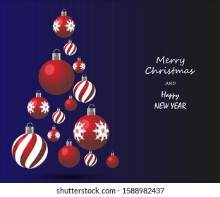 abstract christmas tree made of balls and place for your text