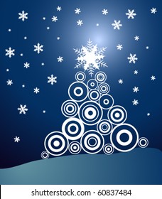 Abstract Christmas tree made from circles