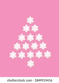 Abstract Christmas tree made of gingerbread star cookies. Vector illustration