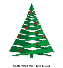 Abstract christmas tree made of green triangles. Christmas tree greeting card background. Vector illustratrion.