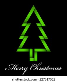 Abstract Christmas tree made from green paper