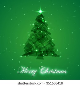 Abstract christmas tree made of green. Christmas tree greeting card background