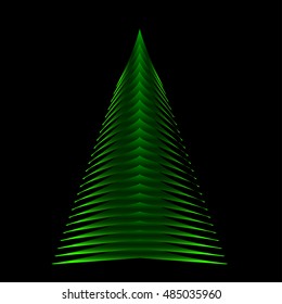 Abstract christmas tree made of green triangles. Christmas tree greeting card.