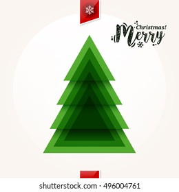 Abstract Christmas tree made from of green pieces. Vector.