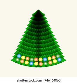 Abstract christmas tree made of green triangles. Christmas tree greeting card background - stock vector