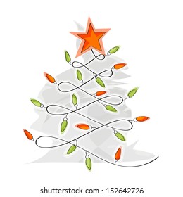 Abstract Christmas Tree made of light bulb wire