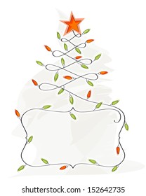 Abstract Christmas Tree made of light bulb wire banner