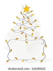 Abstract Christmas Tree made of light bulb wire banner