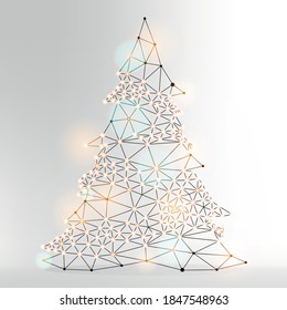 Abstract Christmas tree made of lines and dots