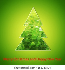 Abstract Christmas tree made of paper. Bright, juicy picture. Christmas and new year card. Vector illustration for your holiday design EPS10. 2014 is year.