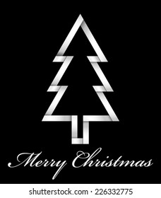 Abstract Christmas tree made from paper ribbon
