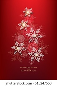Abstract christmas tree made from snowflakes. Vector illustration
